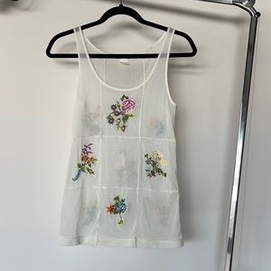 Vivienne Tam Sheer White Embroidered tank